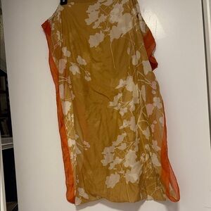 Charming Charlie Floral Infinity Scarf in Mustard and Orange